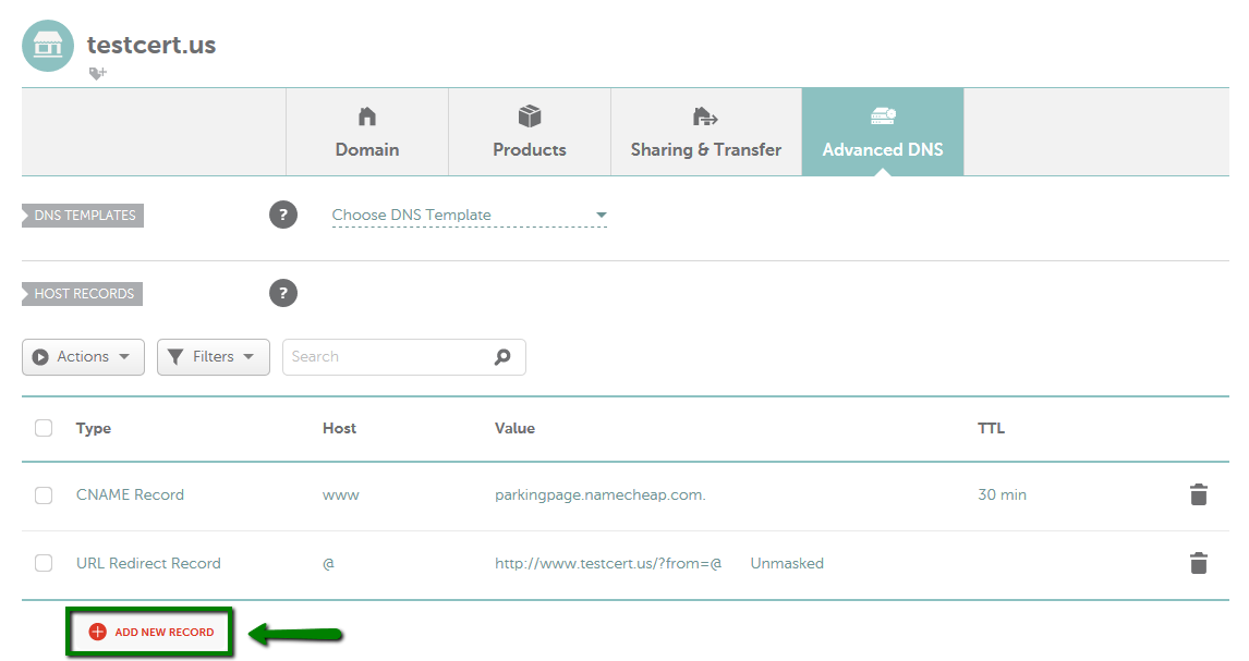 Instrucciones paso a paso para agregar un registro CAA en NameCheap
