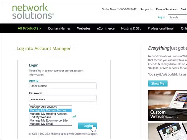 registro CAA en Network Solutions